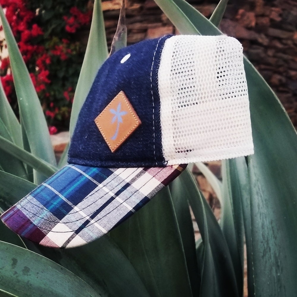Hoku Wear Blue Denim Madras Plaid Cap